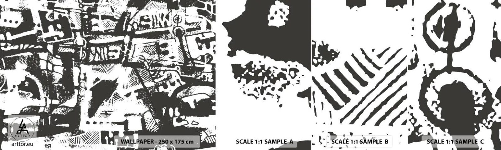 Amostra de papel de parede autocolante Deluxe Sticker - Ordem ou caos? - Abstração, Gráficos, Pedaço - 100x30 cm