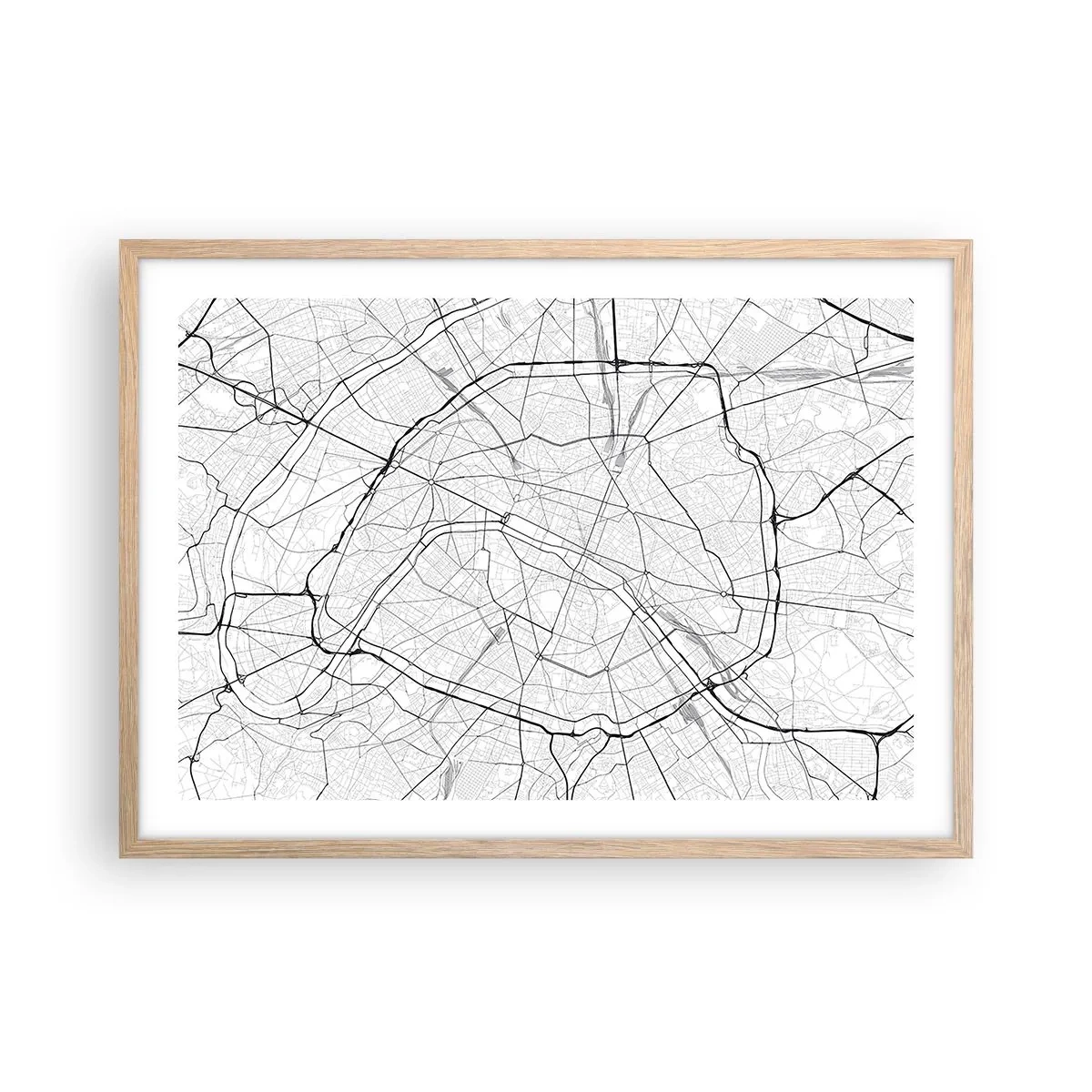Pôster com moldura de carvalho claro - Flor de Paris - 70x50 cm