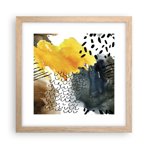Pôster com moldura de carvalho claro - Reunião dos elementos da natureza - 30x30 cm