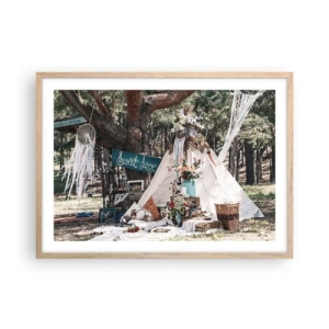 Pôster com moldura de carvalho claro - Make love… - 70x50 cm