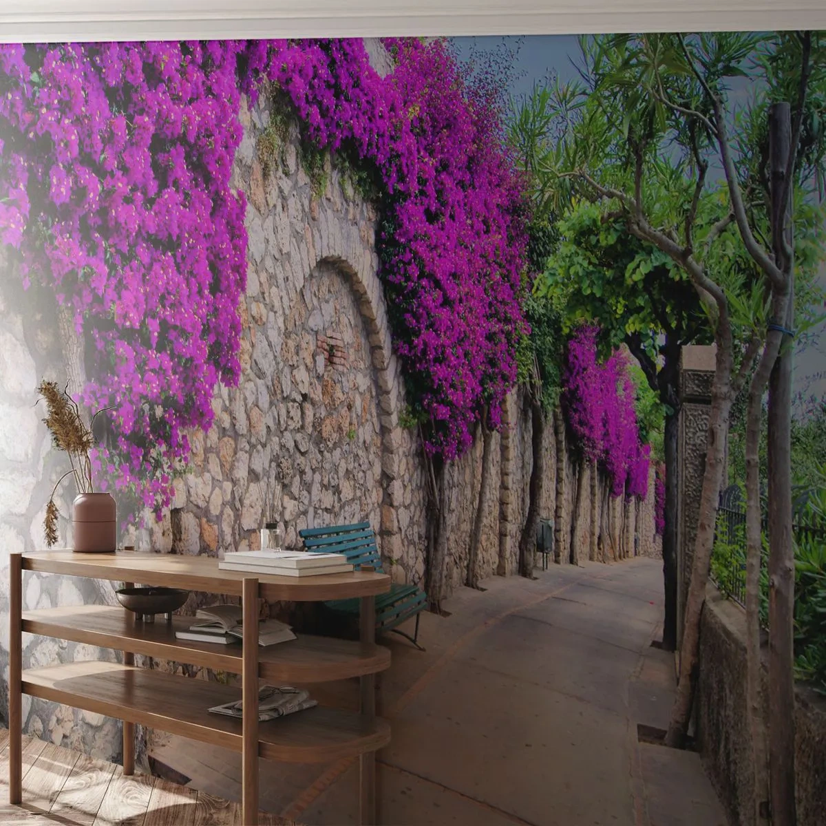 Papel de Parede Autocolante Deluxe Sticker - Vamos encontrar-nos o mais depressa possível - Cidade, Flores, Itália - 250x175 cm