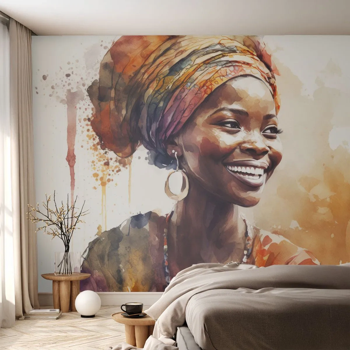 Papel de Parede Autocolante Deluxe Sticker - Rainha africana - Mulher, afro-americano, Retrato - 200x140 cm