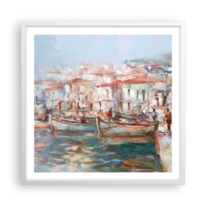 Pôster em moldura branca - Férias em pastel - 60x60 cm