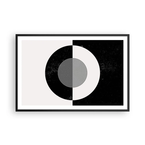 Pôster com moldura preta - Harmonia a preto e branco - 91x61 cm