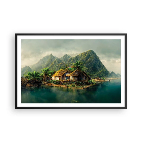 Pôster com moldura preta - Paraíso Tropical - 91x61 cm