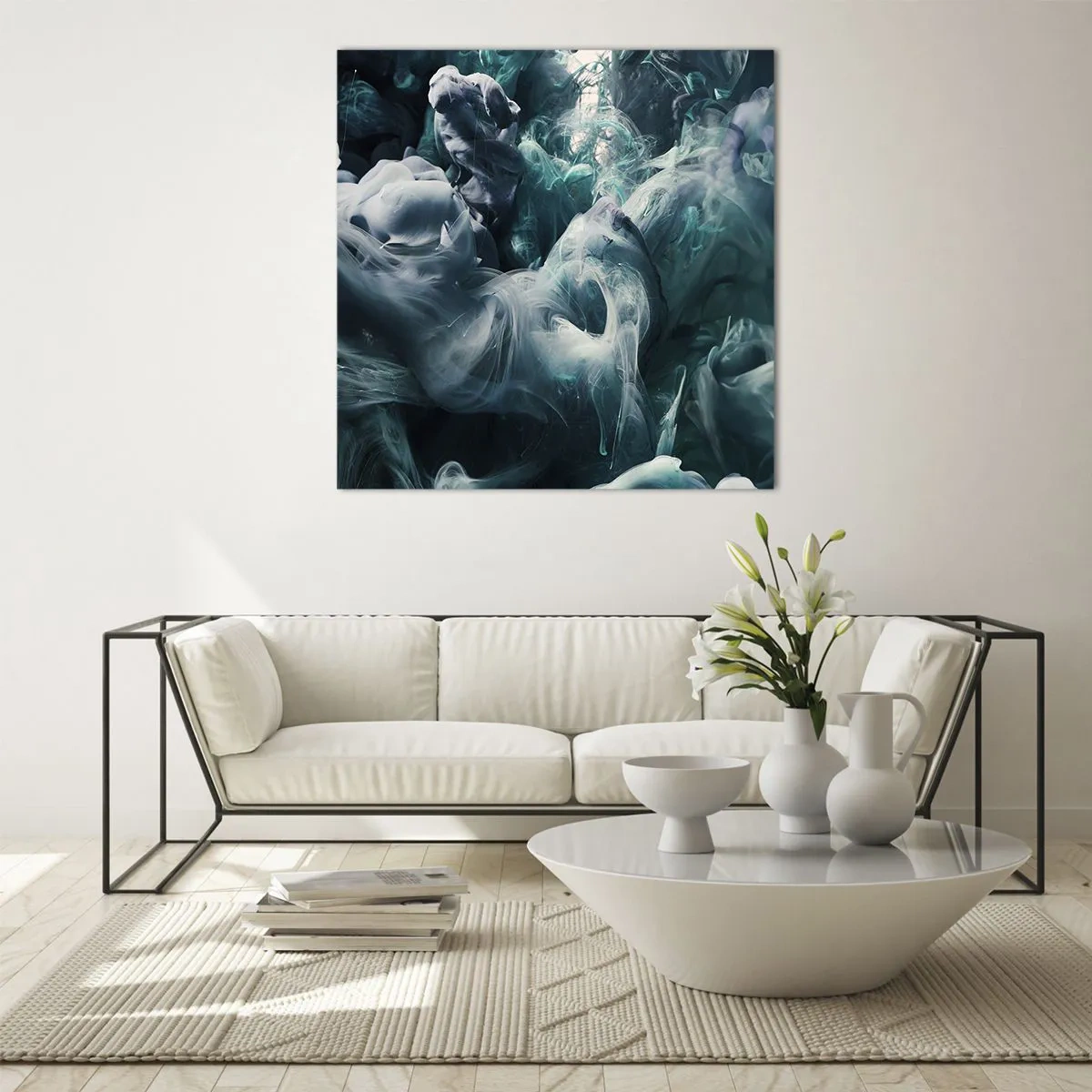 Quadro em vidro - Movimento de cores - 40x40 cm