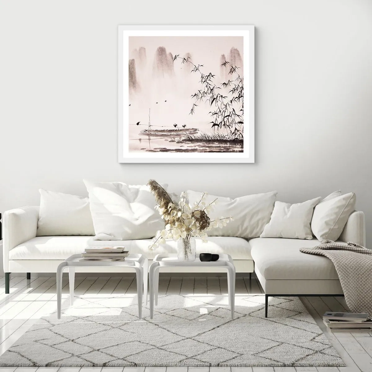 Pôster em moldura branca - O silêncio dos campos de arroz - 60x60 cm