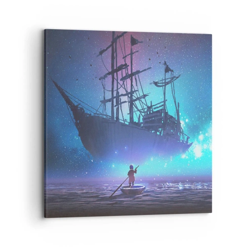Quadro em tela - Um encontro com o mito do mar - 70x70 cm