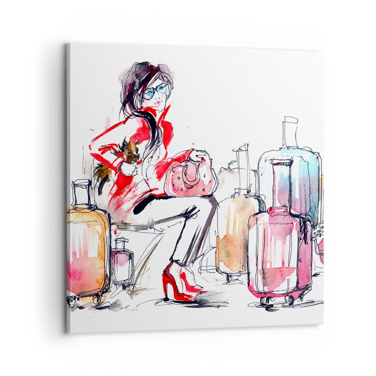 Quadro em tela - Vamos sentar antes da viagem - 60x60 cm