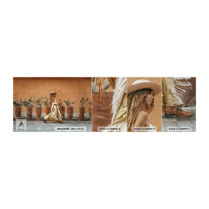 Amostra de papel de parede Premium Canvas - Estilo hippie - Boho, Mulher, Cactos - 100x30 cm