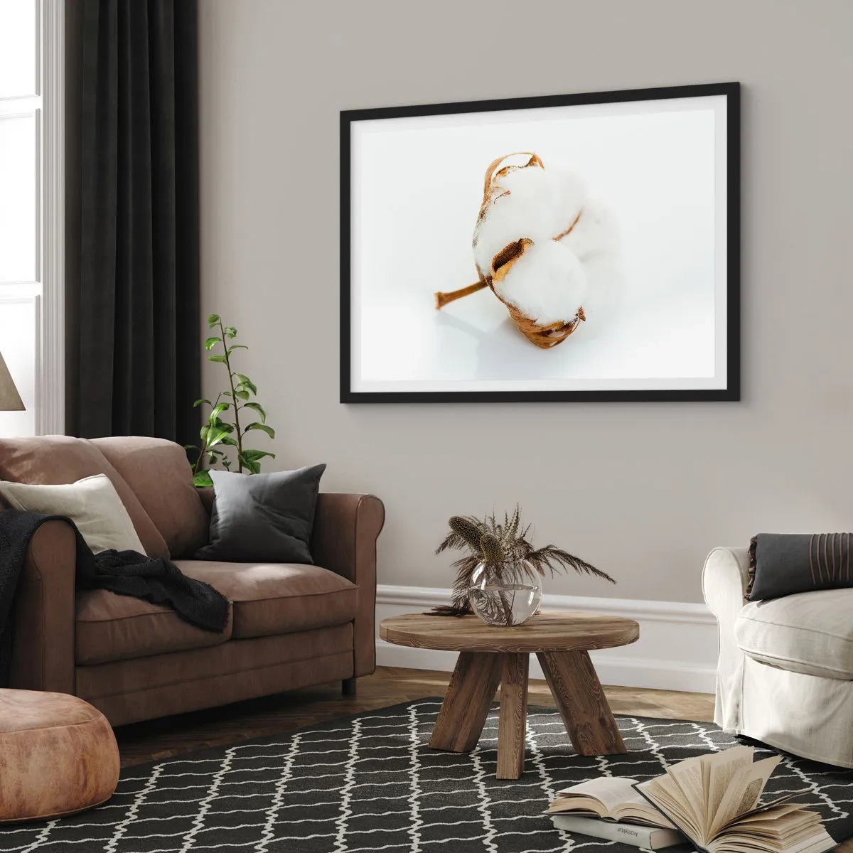 Pôster com moldura preta - Suave por natureza - 70x50 cm