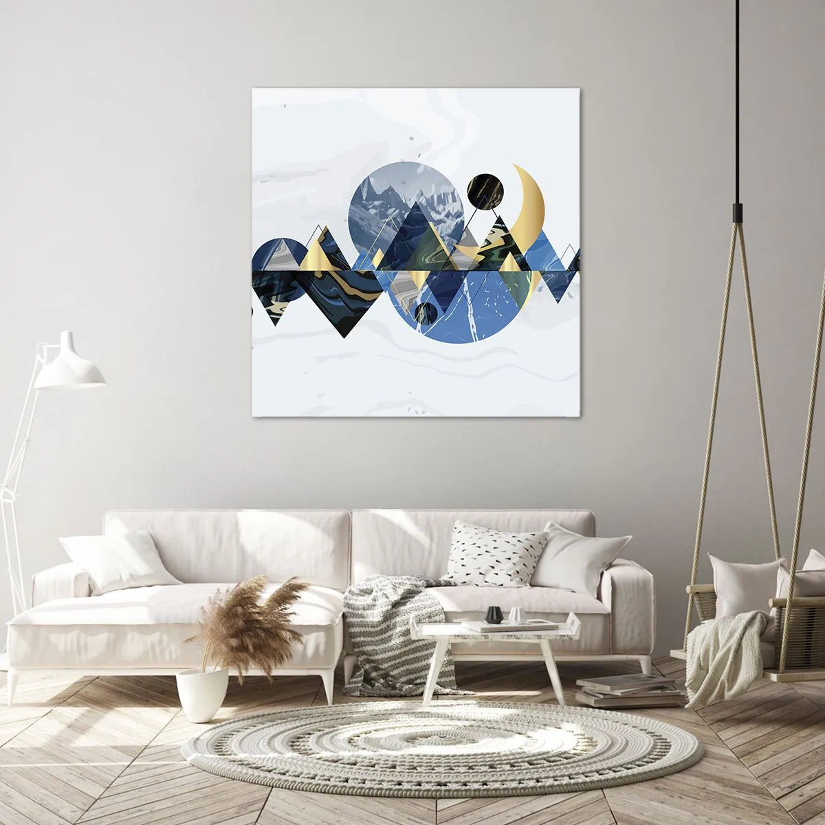 Quadro em tela - Paisagem geométrica - 70x70 cm