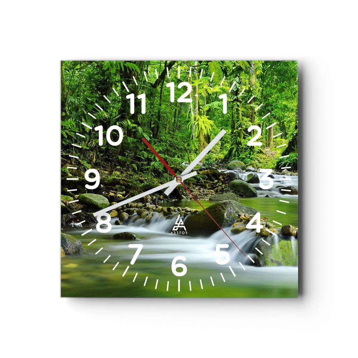 Relógio de parede - Relógio em vidro - Navegar no mar de vegetação - 40x40 cm