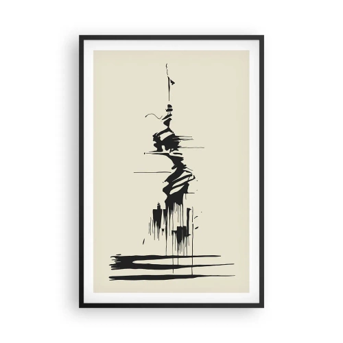 Pôster com moldura preta - Abstração apressada - 61x91 cm