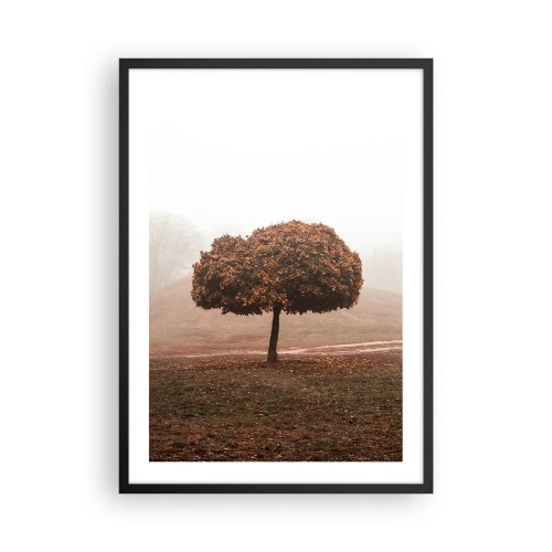 Pôster com moldura preta - Uma árvore solitária na névoa do outono - 50x70cm - Depois de um verão agitado - Decoração de parede moderna para a sala de estar e quarto ARTTOR