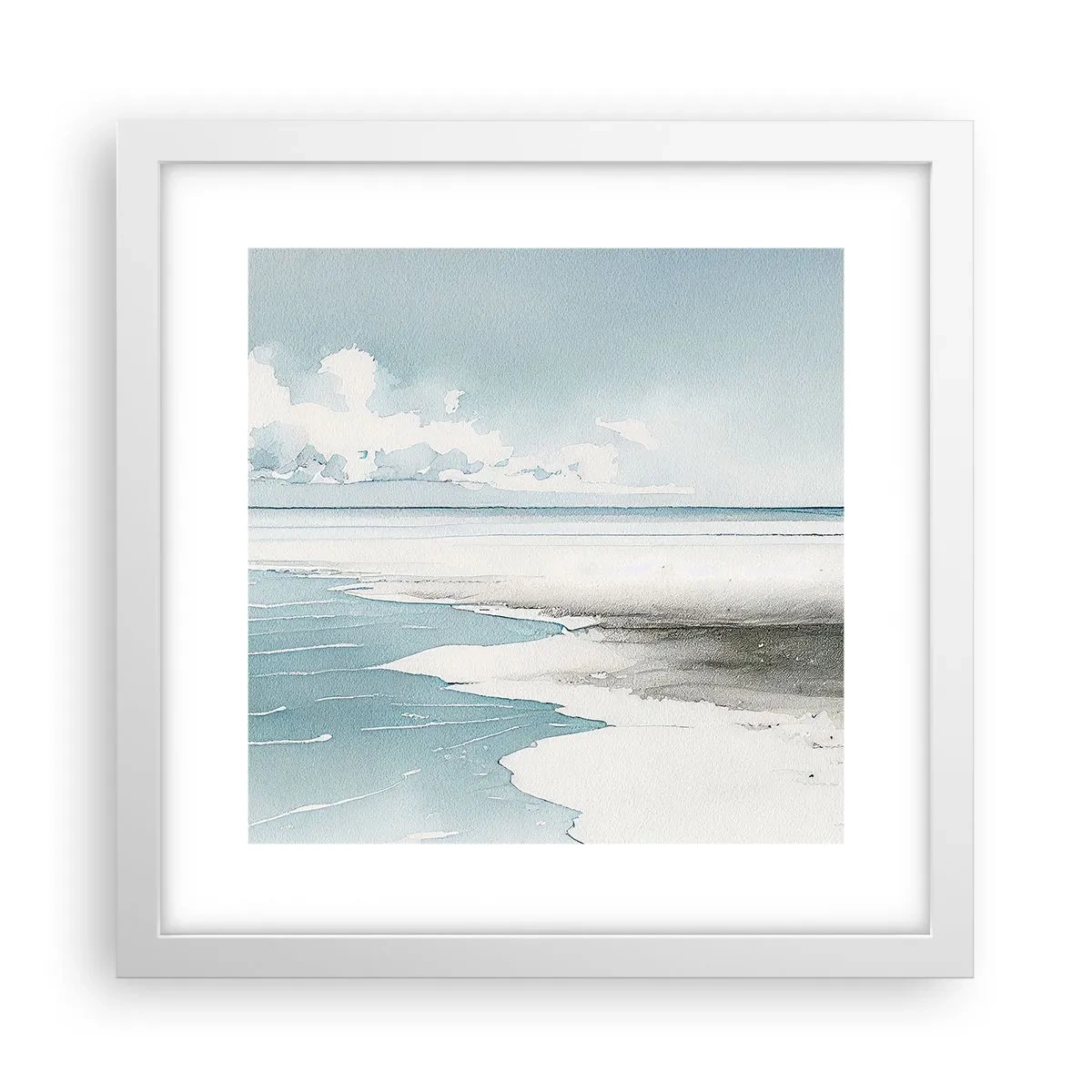 Pôster em moldura branca - Maré suave - 30x30 cm