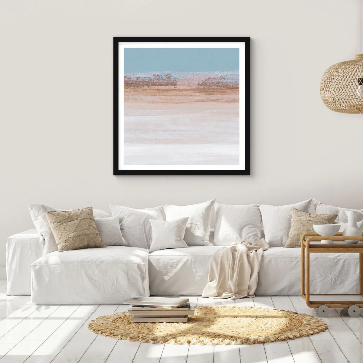 Pôster com moldura preta - Paisagem ambígua - 50x50 cm