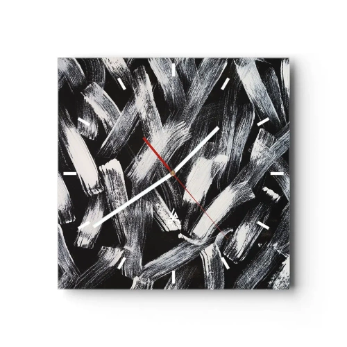Relógio de parede - Relógio em vidro - Abstração no espírito industrial - 30x30 cm