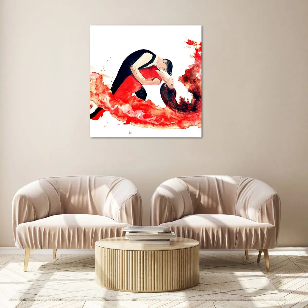 Quadro em vidro - Tango - uma onda sensual - 40x40 cm