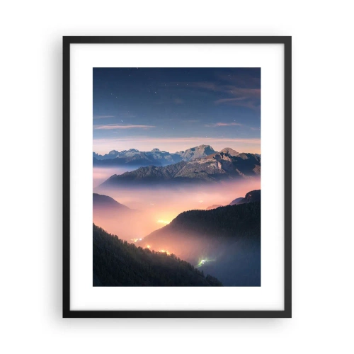Pôster com moldura preta - Luz nos vales - 40x50 cm