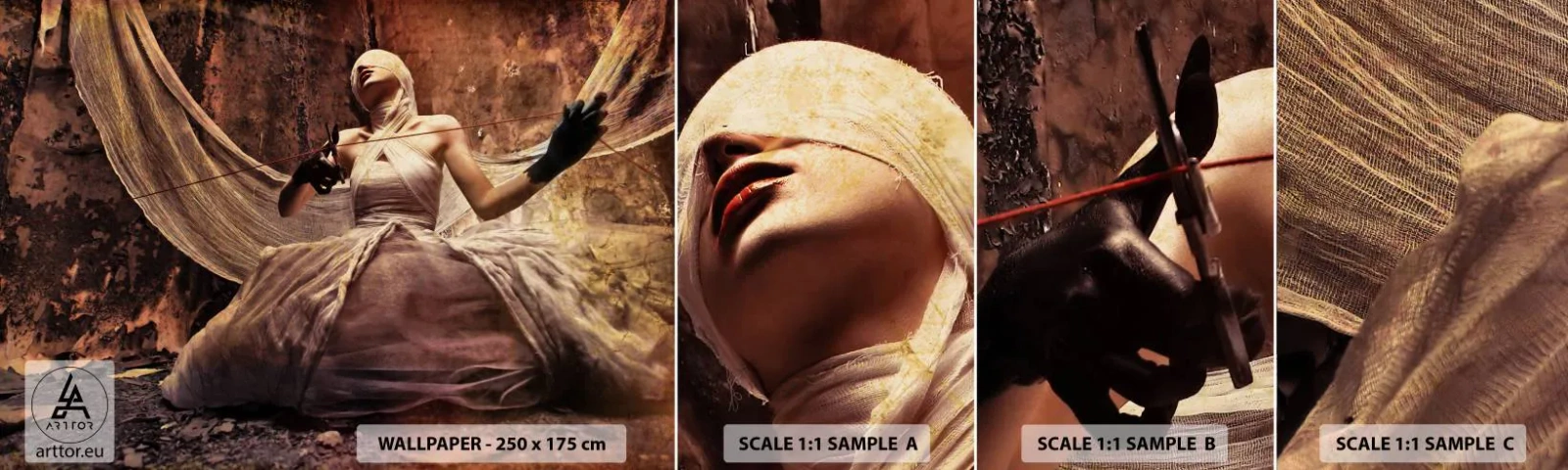 Amostra de papel de parede autocolante Deluxe Sticker - Deusa do destino - Teatro, Pedaço, Homem - 100x30 cm