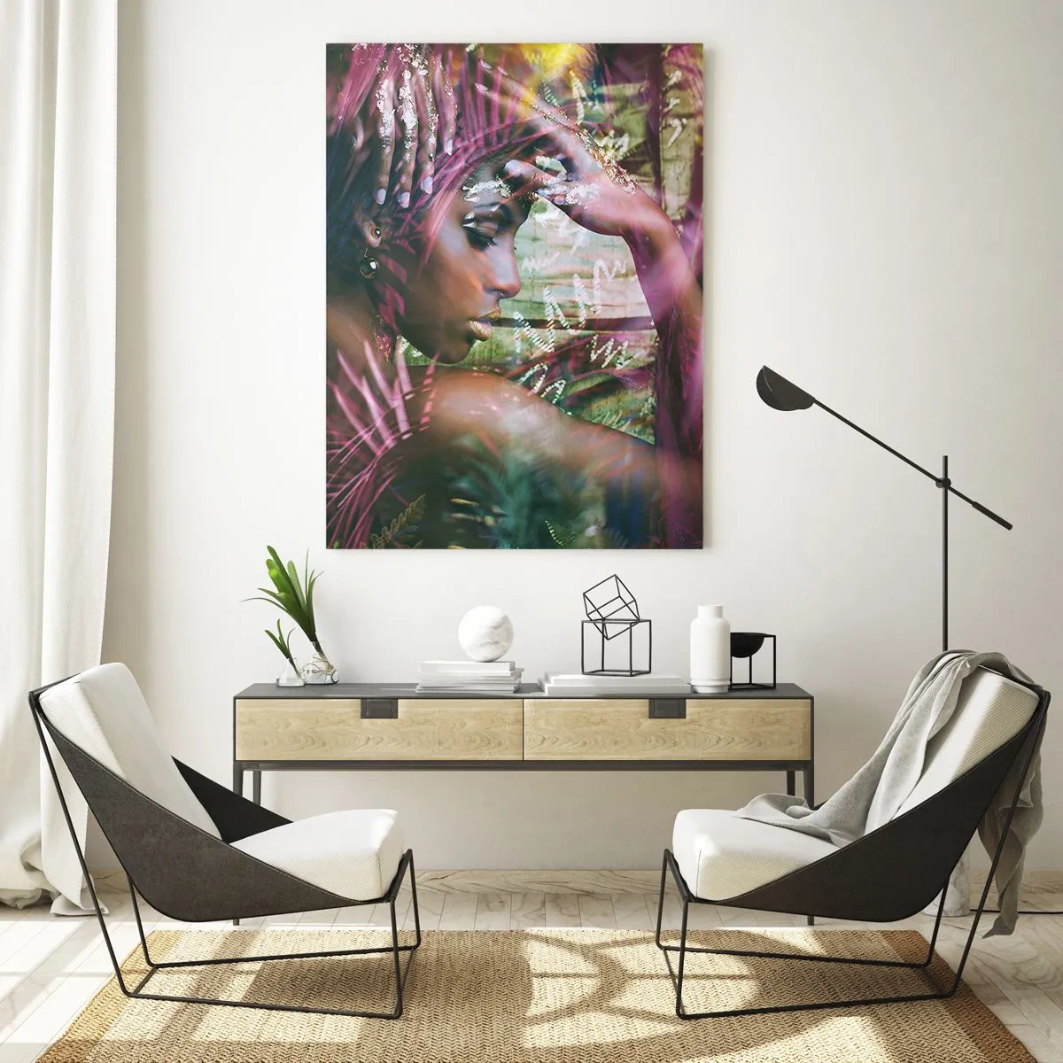 Quadro em vidro - Mãe Natureza na selva - 70x100 cm
