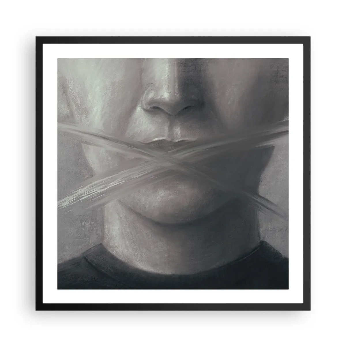 Pôster com moldura preta - Nem uma palavra - 60x60 cm