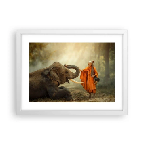 Pôster em moldura branca - Encontro na viagem - 40x30 cm