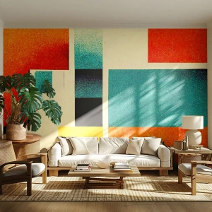 Papel de Parede Autocolante Deluxe Sticker - Abstração geométrica – boa energia - Quadrados, Idoso, Pedaço - 100x70 cm