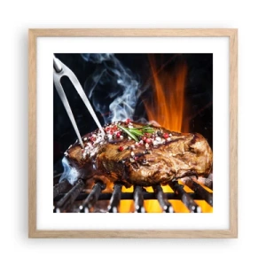 Pôster com moldura de carvalho claro - Suculenta e de bom cheiro - 40x40 cm