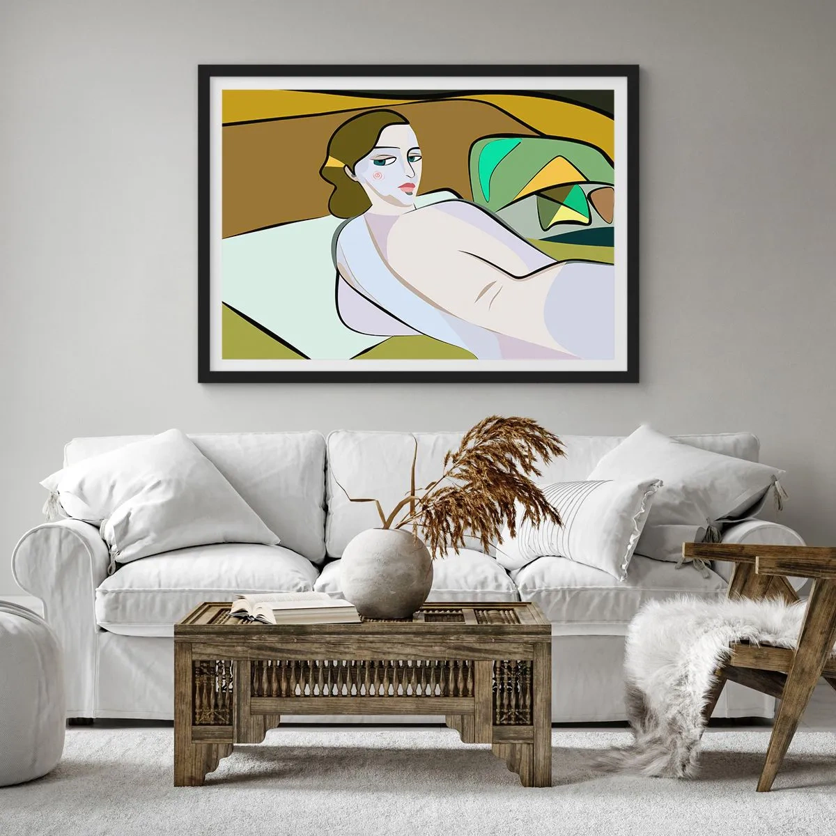 Pôster com moldura preta - Retrato íntimo - 100x70 cm