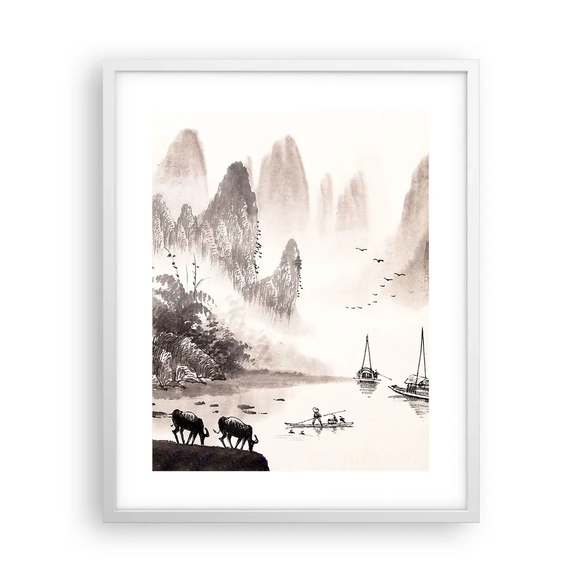 Pôster em moldura branca - O cotidiano exótico do Oriente - 40x50 cm