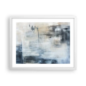 Pôster em moldura branca - Atrás da cortina azul - 50x40 cm