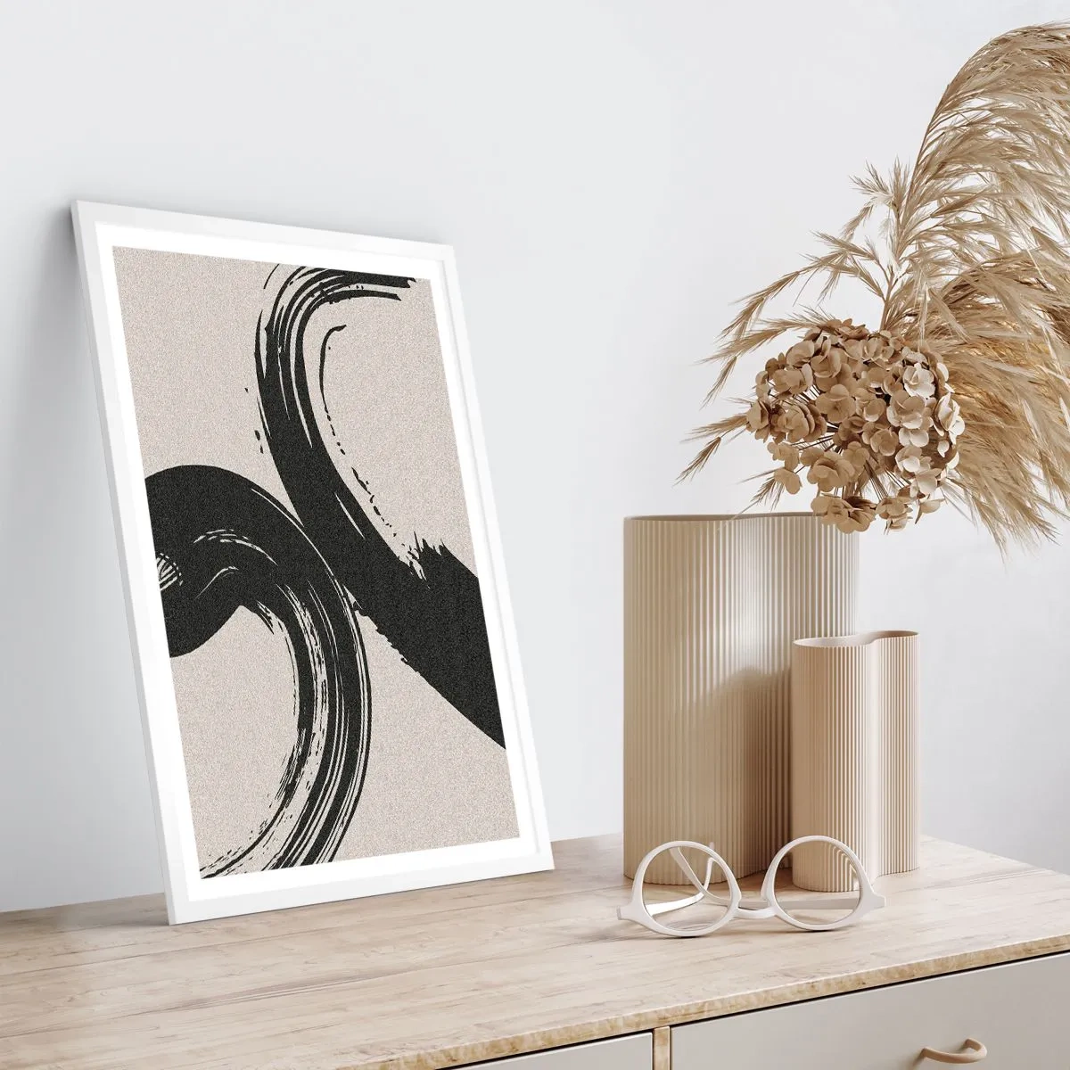 Pôster em moldura branca - Varrer e circular - 50x70 cm