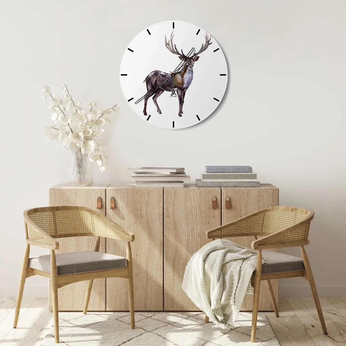 Relógio de parede - Relógio em vidro - Rei da Floresta do Norte - 40x40 cm