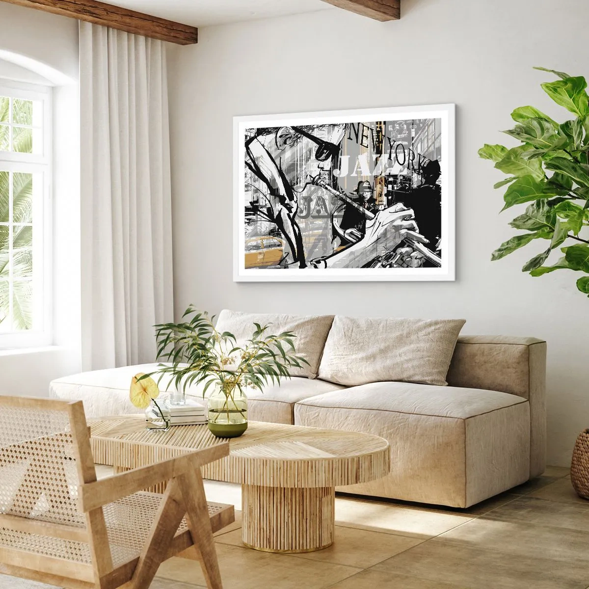 Pôster em moldura branca - Ao ritmo de Nova Iorque - 100x70 cm