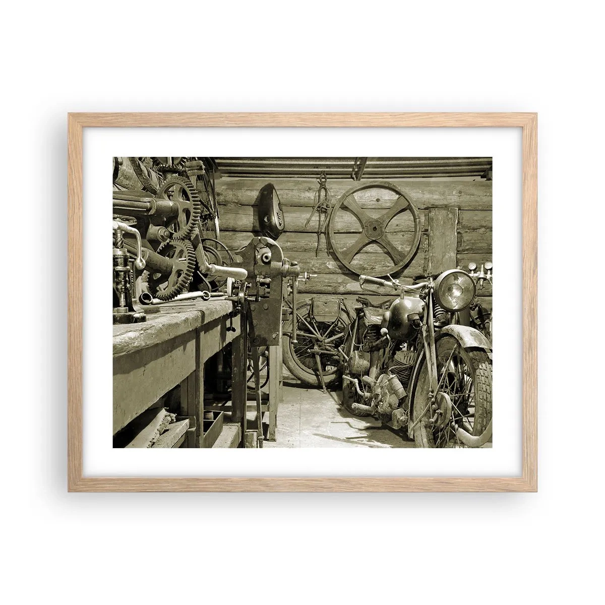 Pôster com moldura de carvalho claro - No depósito do tio Jorge - 50x40 cm