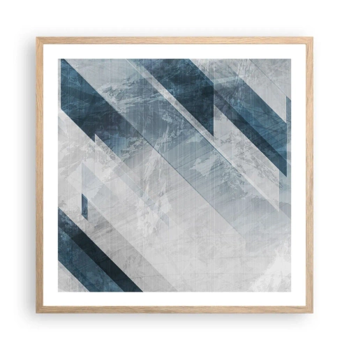 Pôster com moldura de carvalho claro - Arte espacial – movimento cinzento - 60x60 cm
