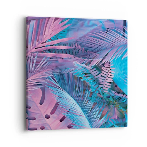 Quadro em tela - Trópicos em rosa e azul - 40x40 cm
