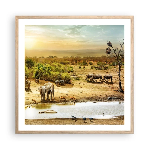 Pôster com moldura de carvalho claro - Um rio corria no Éden... - 60x60 cm