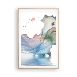 Pôster com moldura de carvalho claro - Em direção às montanhas de cristal - 61x91 cm
