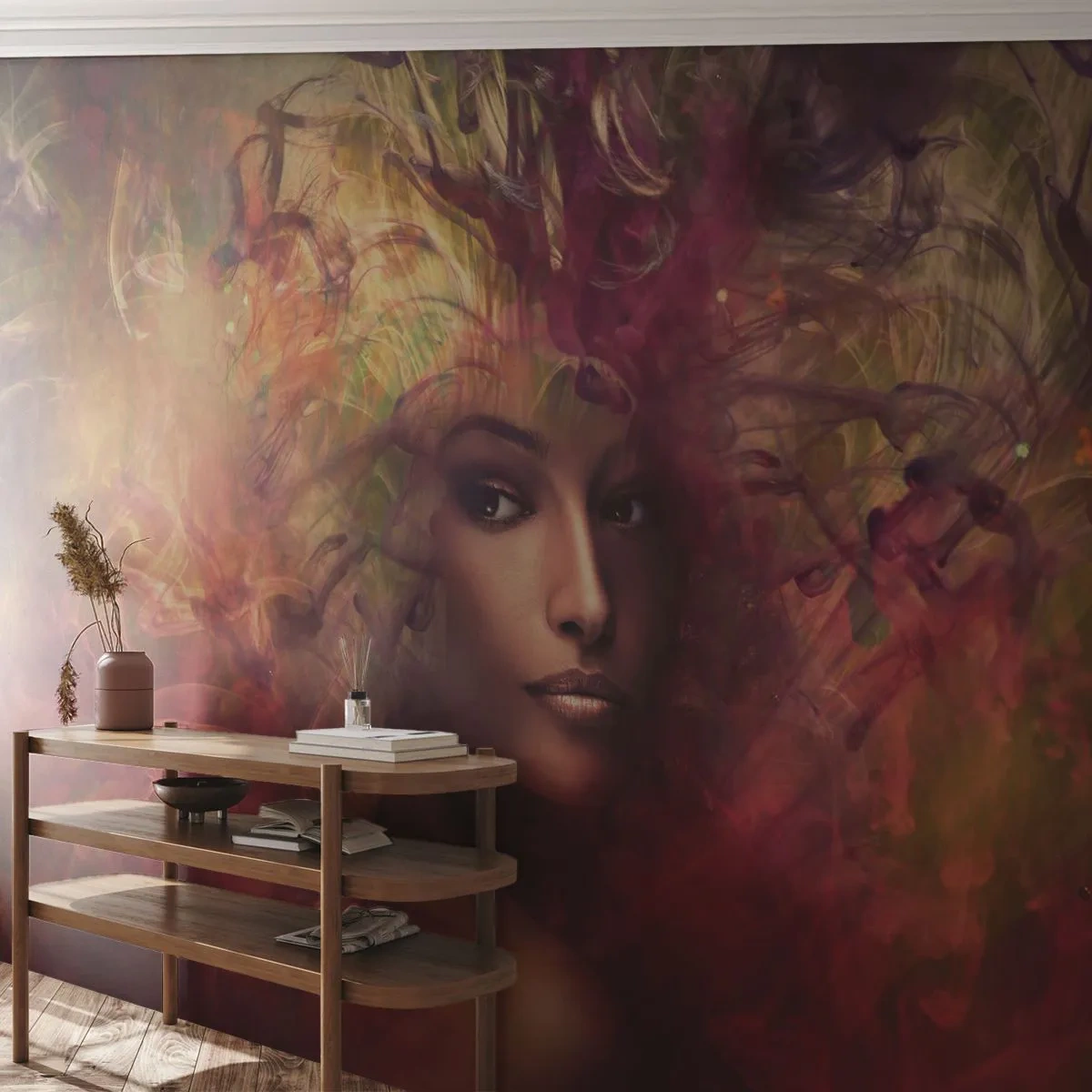 Papel de Parede Premium Sand - Estou aqui! - Mulher, Rosto de mulher, Corpo - 150x105 cm