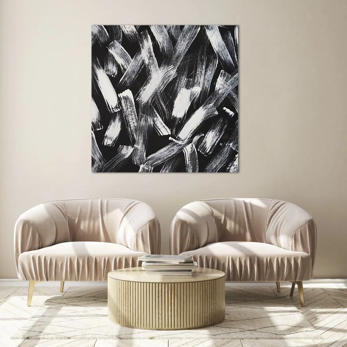 Quadro em vidro - Abstração no espírito industrial - 30x30 cm