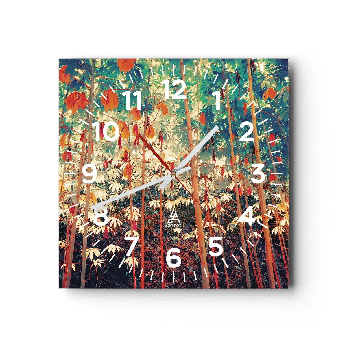 Relógio de parede - Relógio em vidro - A vida secreta das folhas - 30x30 cm