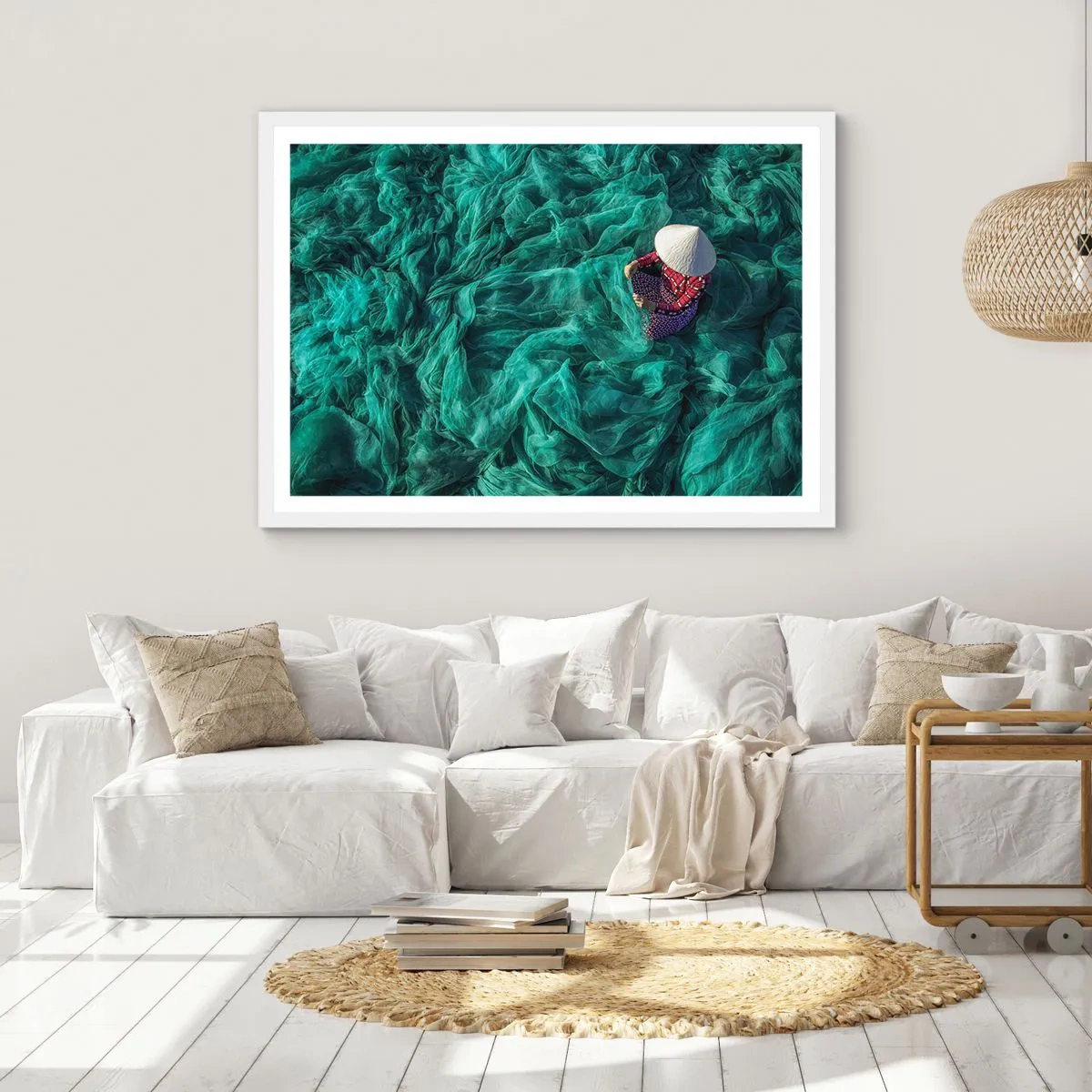 Pôster em moldura branca - Num mar de redes - 40x30 cm