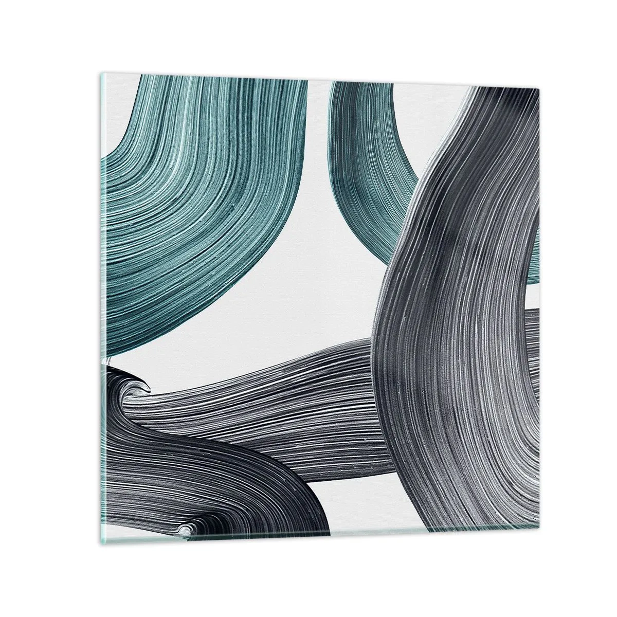 Quadro em vidro - Trilhas esmeralda e preta - 30x30 cm