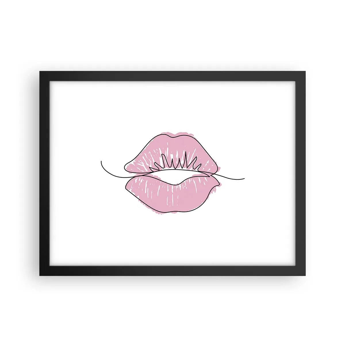 Pôster com moldura preta - Pronto para beijar? - 40x30 cm