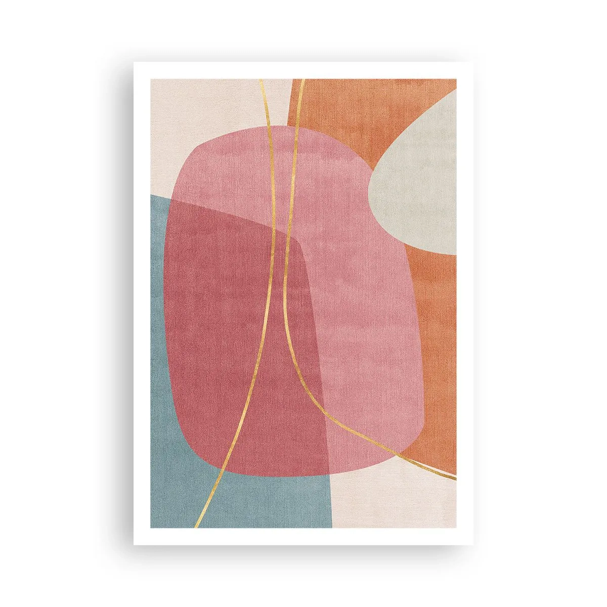 Pôster - Composição pastel com fio dourado - 70x100 cm