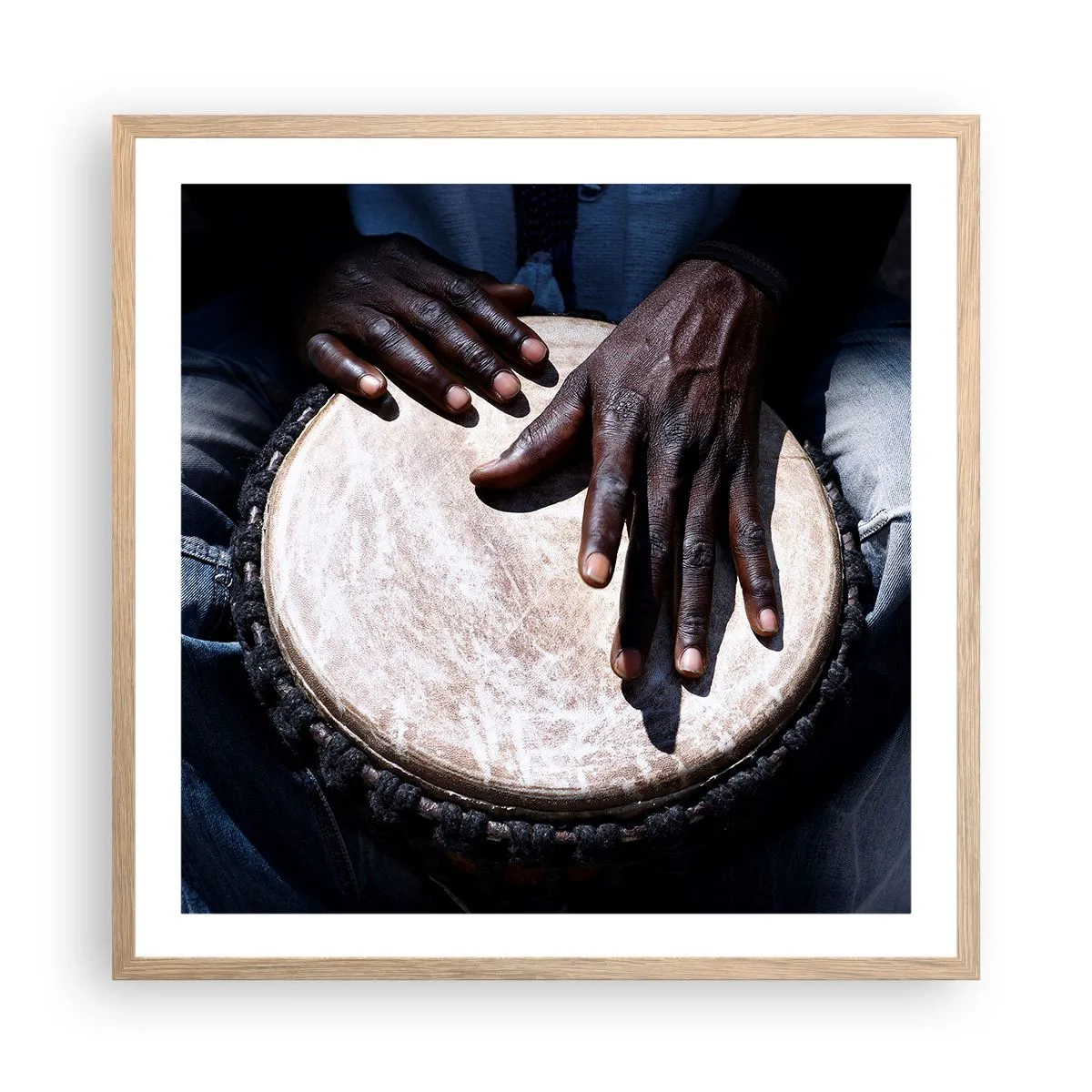 Pôster com moldura de carvalho claro - Viva no seu próprio ritmo - 60x60 cm