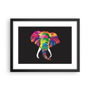 Pôster com moldura preta - O elefante que adorava banhar-se no arco-íris - 40x30 cm